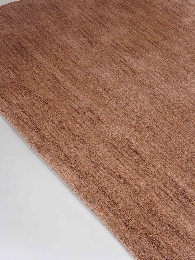 Hand Knotted Loom Wool ECO-Friendly Area Rugs - 3'x5', Rectangle, Light Brown Color, Solid Plain Design, High Pile Thick Handmade Anti Skid Rugs for Living Room (L00111)