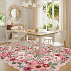 DUKINO 8x10 Area Rug, Floral Washable Rugs for Living Room with Non Slip Backing & Non-Shedding, Lightwight Low Pile Boho Design Large Carpets for Bedroom, Living Room, Dining Room, Pink