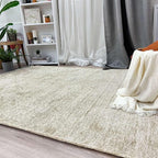 Alfa Rich 7x10 Sand Beige Washable Area Rugs for Living Room Bedroom Kitchen Cotton Runner Decor Rug