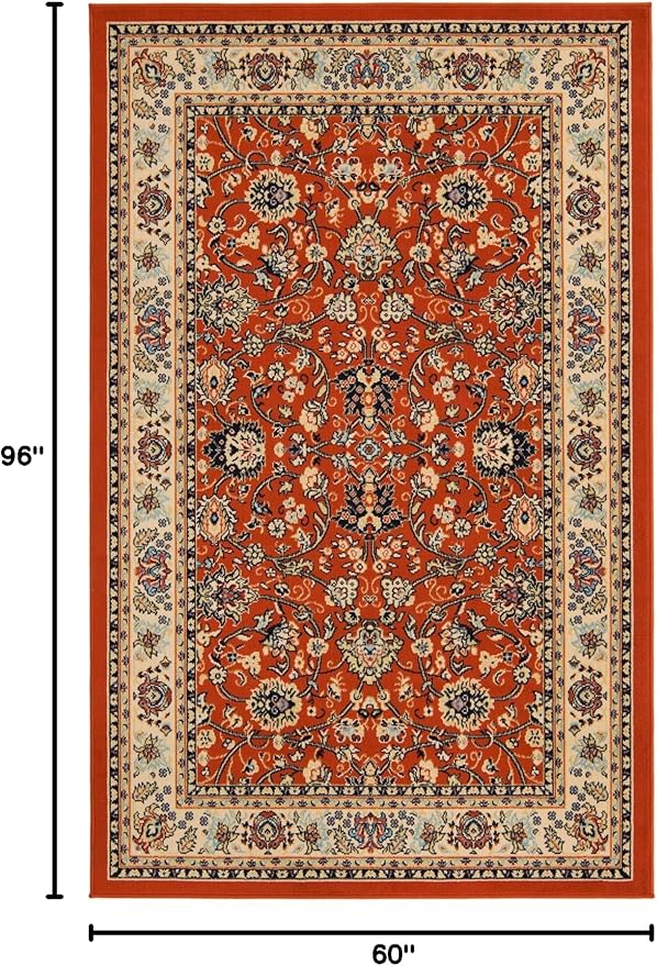 Rugs.com Yasmin Collection Rug – 5' x 8' Terracotta Medium Rug Perfect for Bedrooms, Dining Rooms, Living Rooms