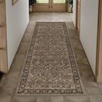 HUGEAR 2x6 Runner Rug Machine Washable Brown Hallway Area Rugs Indoor Accent Rugs Floral Low Pile Carpet Distressed Throw Rug Bedroom Living Room Office Dining Kitchen Laundry Non Slip