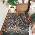 Rugcomf 3x5 Rug Vibrant Tree of Life-Patterned Vintage Non Slip Low Pile Small Carpet for Bedroom Bedside Kitchen Entryway Kids Room Office College Dorm Essentials for Girls, Green