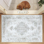 Entryway Rug 2x3 Vintage Rugs, Machine Washable Small Area Rug Retro Medallion Distressed Rugs Non-Slip Soft Low Pile Throw Rug for Entryway Bedroom Bathroom Hallway Kitchen(Taupe,2'x3')