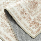 Runner Rug 2x7 Cream Hallway Washable Beige Carpet Non Slip Vintage Medallion Beige Carpet Low Pile Soft Distressed Retro Indoor Long Rug for Entryway Kitchen Bathroom Laundry Bedroom