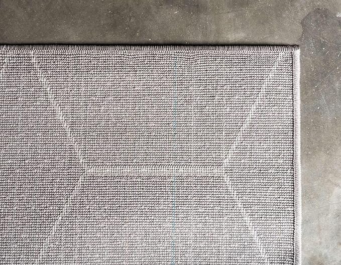 Unique Loom Trellis Frieze Collection Area Rug - Geometric (4' 1" x 6' 1", Light Gray/ Ivory)