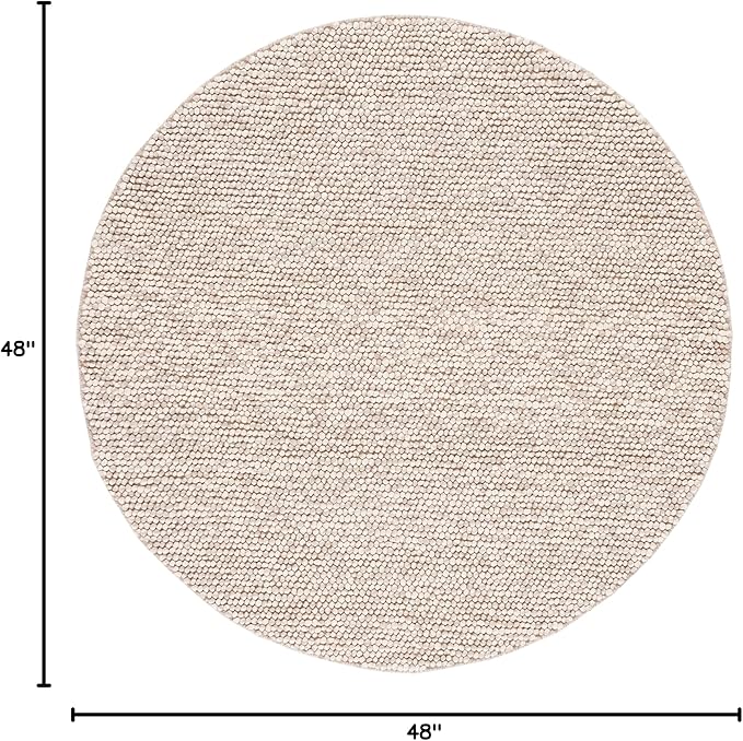 SAFAVIEH Natura Collection Area Rug - 4' Round, Beige, Handmade Wool Blend, Textured Design, Ideal for Living Room, Bedroom, Dining Space (NAT620B)