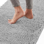GORILLA GRIP Bath Rug Mat 60x17, Soft Absorbent Chenille, Quick Dry Microfiber Mats, Rubber Backing Washable Shower Floor Rugs, Bathmat Runner, US Designed Bathroom Home Decor Accessories Light Gray