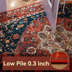YJ.GWL Area Rug 2x3 Floral Vintage Rugs, Indoor Entrance Door Mat Small Washable Rugs, Non Slip Carpet for Living Room Entryway Kitchen, Orange-Red