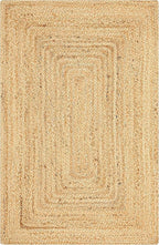 KEMA Handwoven Rectangular Jute Braided Rug 2'x3 ft' – Natural Reversible Farmhouse Boho Rug for Entryway, Kitchen, Living Room & Indoor Outdoor Use
