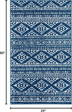 SAFAVIEH Tulum Collection Accent Rug - 2' x 5', Navy & Ivory, Moroccan Boho Tribal Design, Non-Shedding & Easy to Clean, Ideal for Front Door, Kitchen, Entryway, Foyer (TUL272N)