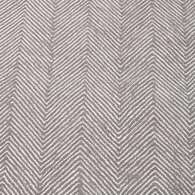Modern Herringbone Chevron Collection Handcrafted Wool Area Rug - Durable, Zigzag Pattern, for High Traffic, Contemporary Design for Living Room, Bedroom, Dining Room Decor (Smoke Grey, 8' round)
