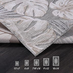 CAMILSON Indoor Outdoor Rug, Beige 5x7 Leaf Tropical Botanical Area Rugs for Indoor and Outdoor patios, Easy-Cleaning Non-Shedding Living Room, Garden and Kitchen Washable Outside Carpet (5 x 7)