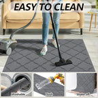 Timo Indoor Doormat, Front Door Mat 20"x32" Absorbent Rubber Backing Non Slip Door Mats, Machine Washable Resist Dirt Low Profile Rugs for Entryway, Front Door Rugs Indoor for Muddy Wet Shoes, Grey