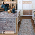 Washable Area Rug. Modern Farmhouse. Vintage. Turkish. Bohemian. Distressed. Oriental. Traditional. Rugs for Living Room. Dining. Bedroom. Office. Entryway. Foyer. (863BM, 2'5" x 4'9")