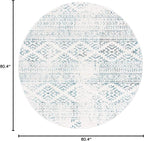 SAFAVIEH Tulum Collection Area Rug - 6'7" Round, Ivory & Turquoise, Moroccan Boho Tribal Design, Non-Shedding & Easy to Clean, Ideal for Living Room, Bedroom, Dining Space (TUL272E)
