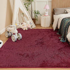 Andency Burgundy Soft Area Rugs for Living Room Bedroom, 5x8 Fluffy Shaggy Bedside Rug, Non-Slip Large Shag Fuzzy Plush Carpets for Bedroom Kids Dorm Nursery Home Decor Aesthetic