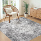 Square Area Rugs : Washable 5x5 Neutral Modern Abstract Carpet for Living Room Bedroom - Soft Floor Mat with Non Slip Backing for Kitchen Nursery Dorms Farmhouse Home Decor - Grey