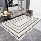 Moroccan Farmhouse Area Rugs 5x7ft, Neutral Geometric Pattern in Off-White Rug, Low Pile Machine Washable & Non-Slip Soft Carpet for Living Room, Bedroom & Dining Room