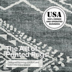 ReaLife Rugs Machine Washable Area Rug - Living Room Bedroom Bathroom Kitchen Entryway Office - Padded Low Pile Stain Resistant Premium - Moroccan Diamond Tribal - Jax - Gray 5' x 7'