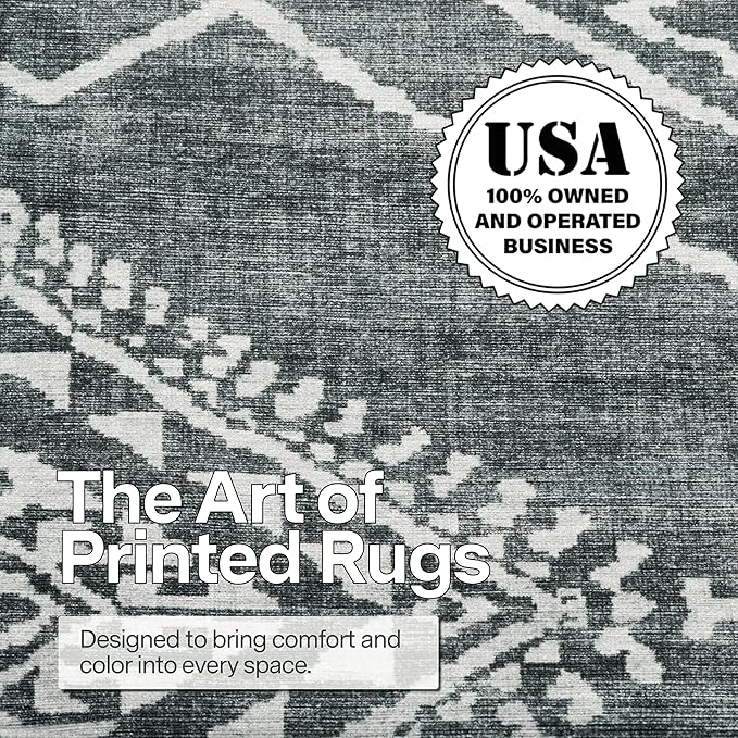 ReaLife Rugs Machine Washable Area Rug - Living Room Bedroom Bathroom Kitchen Entryway Office - Padded Low Pile Stain Resistant Premium - Moroccan Diamond Tribal - Jax - Gray 4' x 6'