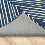 Alfa Rich 4x6 Geometric Navy Blue Off White Washable Area Rugs for Living Room Bedroom Cotton Rug