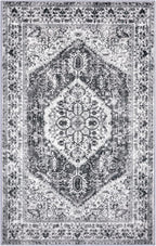 KOZYFLY Boho Area Rug 3x5 Ft Rugs for Entryway Washable Entry Rug Non Slip Door Mat Indoor Entrance Printed Faux Wool Vintage Kitchen Rug Throw Rugs for Kitchen Living Room, Grey