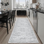 Runner Rug 2'x8' Washable Non-Slip Runner Rugs for Kitchen Bathroom Laundry Room Grey Vintage Floor Carpet Runners for Hallway Entryway