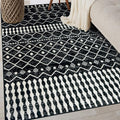 Rugshop Boho Black and White Tribal Area Rug – Geometric Diamond and Stripe Pattern Carpet for Living Room, Bedroom, or Entryway – Soft Modern Bohemian Floor Décor 4' x 6' Black