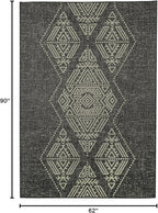 FH Home Flat Woven Outdoor Rug - Waterproof, Easy to Clean, Stain Resistant - Premium Polypropylene Yarn - Boho Moroccan - Large Patio, Deck, Sunroom - Ariana - Charcoal - 5ft 2in x 7ft 6in
