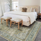 Area Rug 6'x9' Washable Vintage Traditional Floor Cover Thin Retro Kitchen Indoor Distressed Non Slip Carpet for Living Room Bedroom Dining Room
