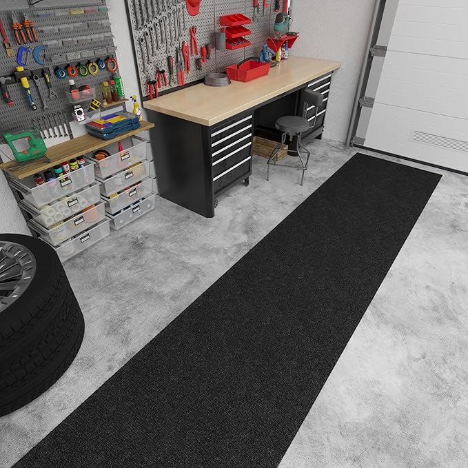 Ottomanson Commercial Scrape Rib Entry Mat – Heavy Duty Ribbed Floor Mat for High Traffic – Non Slip Rubber Back, Waterproof – Indoor Outdoor Use for Offices, Schools, Lobbies, 2' x 17', Black