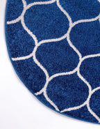 Rugs.com Lattice Frieze Collection Rug – 6' Round Navy Blue Medium Rug Perfect for Kitchens, Dining Rooms