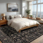 Area Rug Non Slip Machine Washable Ultra Soft Living Room/Bedroom/Kitchen/Outdoor/Classroom Black Gold, 10'×14'