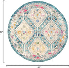 SAFAVIEH Madison Collection 5' Round Dark Blue / Yellow MAD418N Boho Diamond Distressed Non-Shedding Dining Room Entryway Foyer Living Room Bedroom Area Rug