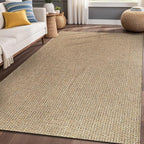 Easy Jute Rugs 4x6 Natural Color Living Room Indoor Outdoor Area Rug for Farmhouse Patio and Kitchen Rug High Traffic Washable Easy to Clean Solid Boho Woven Design Outside Carpet (4 x 6)