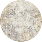 6ft Round Area Rug Living Room Rugs - 6x6 Washable Neutral Modern Abstract Soft Thin Rug Indoor Floor No Slip Rug Carpet for Bedroom Under Dining Table Home Office Decor - Golden Grey