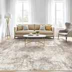 5x7 Area Rugs Living Room: Washable Large Abstract Soft Rug Stain Resistant Indoor Floor Non-Slip Accent Carpet for Women Modern Home Enthusiasts Aged- Bedroom Nursery Playroom- Beige Brown