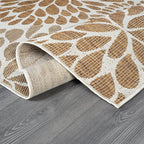 Beverly Rug Outdoor Rug 5x7 Modern Exotic Tropical Leaf Area Rugs for Indoor and Outdoor Patio Deck Porch Garden Water Resistant Washable Outside Carpet (5 x 7 Beige)