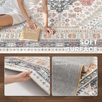 zesthome 10x14 Area Rugs for Living Room,Non-Slip Backing Washable Rugs,Vintage Large Area Rug，Stain Resistant Home Decor Rug (Multi,10'x14')