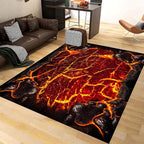 Visual Illusion Lava Area Rug, 5x8ft, 3D Red Flame Volcanic Rock Carpet for Living Room, Fade Resistant Absorbent Floor Mat, No Crease Foldable Soft Low Pile Rugs for Bedside Hallway