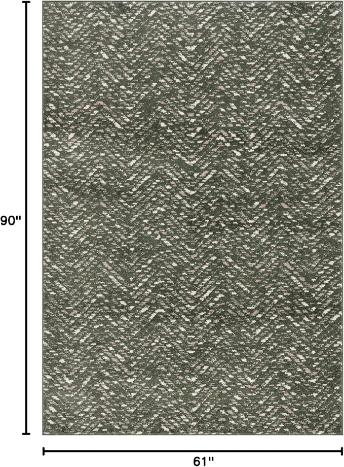 SAFAVIEH Adirondack Collection Area Rug - 5'1" x 7'6", Dark Green & Ivory, Chevron Design, Non-Shedding & Easy Care, Ideal for High Traffic Areas in Living Room, Bedroom, Dining (ADR104Y-5)