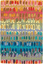 Dash & Albert Paint Chip Stone Hand Micro Hooked Wool Rug, 8.5 X 11.5 Feet, Multicolored Geometric Pattern