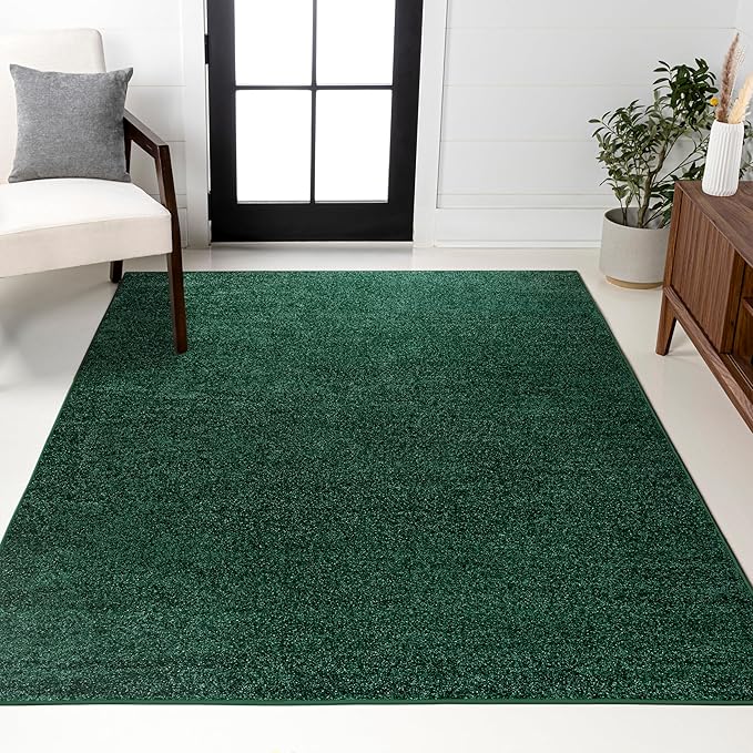 JONATHAN Y Haze Solid Low-Pile Emerald Indoor Area Rug 3x5, Coastal,Bohemian,Minimalist,Classic, Easy-Cleaning for Living Room,Bedroom,Kitchen,Pet Friendly,Non-Shedding (SEU100L-3)