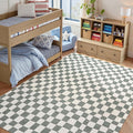 jinchan 8x10 Checkered Area Rugs for Kids Room - Machine Washable Soft Rug Modern Geometric Lattice Non-Slip Carpet for Nursery Playroom Classroom Living Room Bedroom Dining Room Home Office Grey