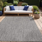 Beverly Rug Indoor Outdoor Rug 5x7, Washable Outside Carpet for Patio, Deck, Porch, Solid Modern Area Rug, Water Resistant, Silver Gray