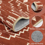 Wonnitar Moroccan Runner Rug, Washable 2'6"x10' Long Runner Rug for Hallway, Boho Farmhouse Non-Skid Kitchen Bathroom Runner Soft Low Pile Carpet for Entryway Laundry Living Room (Brown,2'6"x10')