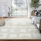 Abani Nuevo Collection Area Rug - Modern Geometric Beige/Cream Design - 5'3" x 7'6" - Easy to Clean - Durable for Kids & Pets - Non-Shedding - Medium Pile - Soft Feel - for Living Room Bedroom Office
