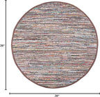 SAFAVIEH Rag Rug, Collection Area Rug - 3' Round, Rust & Multi, Handmade Boho Stripe Cotton, Ideal for High Traffic Areas in Living Room, Bedroom (RAR121E)