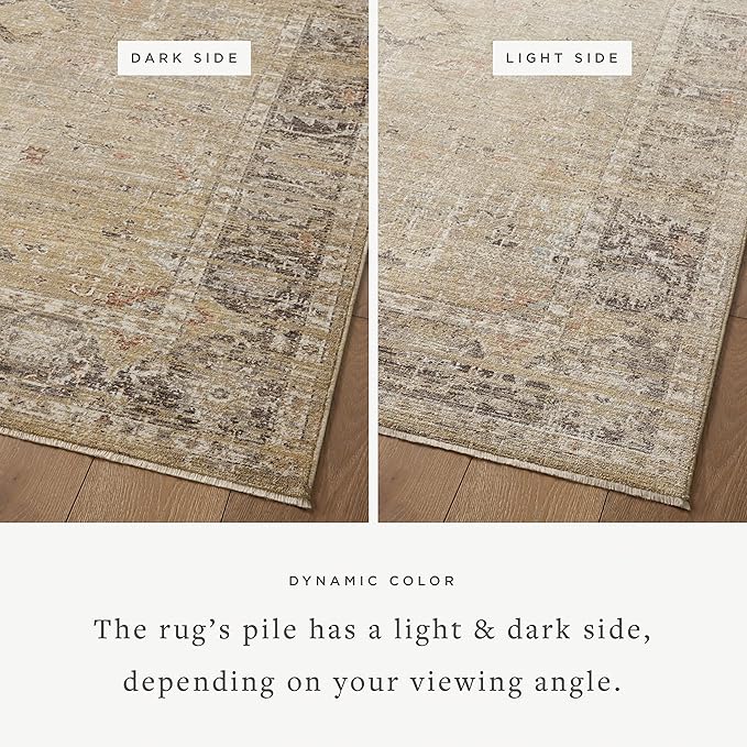 Loloi Magnolia Home by Joanna Gaines Millie Collection MIE-03 Gold/Charcoal 2'-3" x 3'-10", .25" Pile Height, Accent Rug