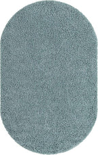 Unique Loom Solid Shag Collection Area Rug (5' 1" x 8' Oval, Light Slate Blue)